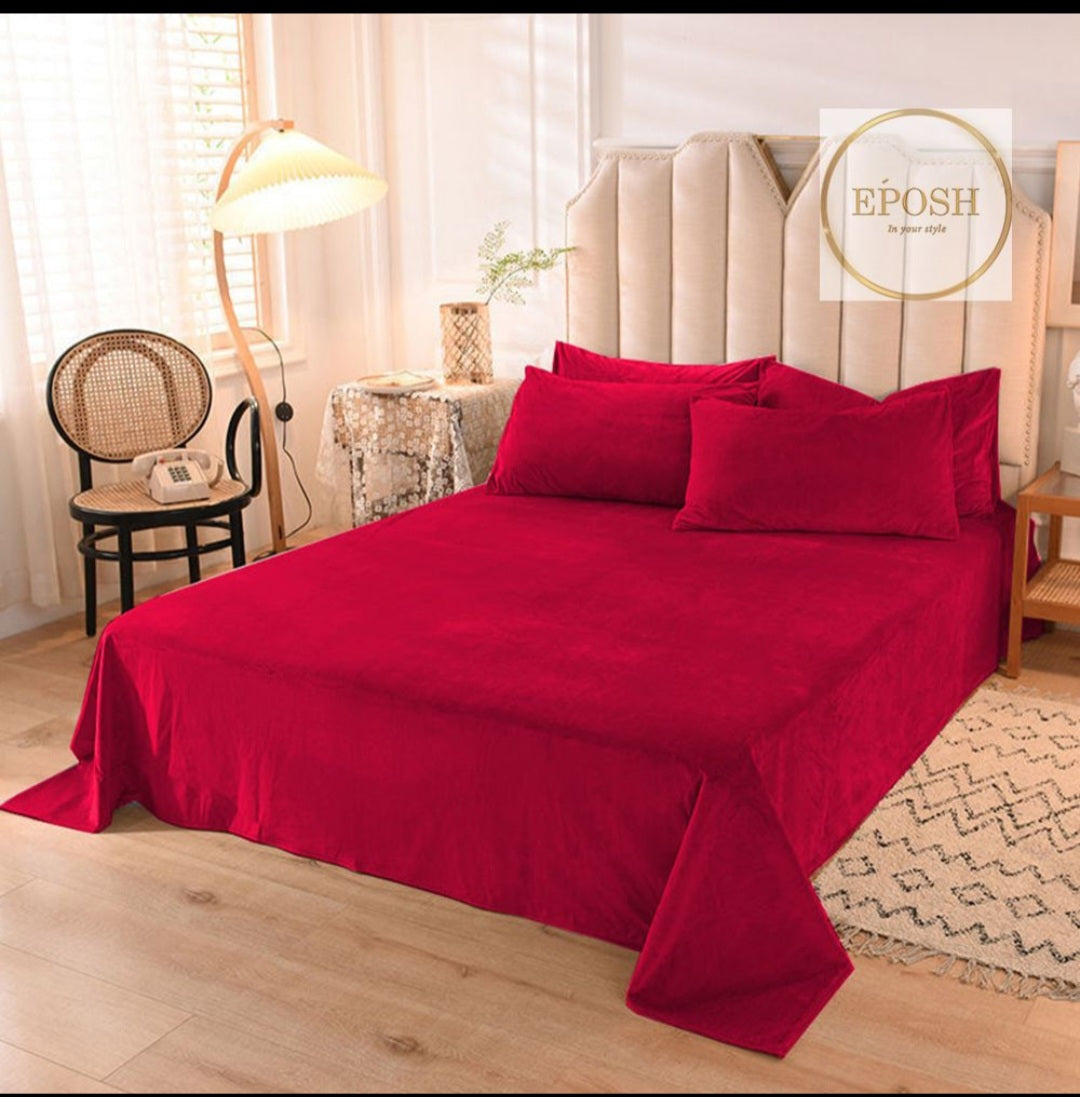 Premium Quality Export Cotton Bedsheet with 2 Pillow Covers Plain Solid Colors
