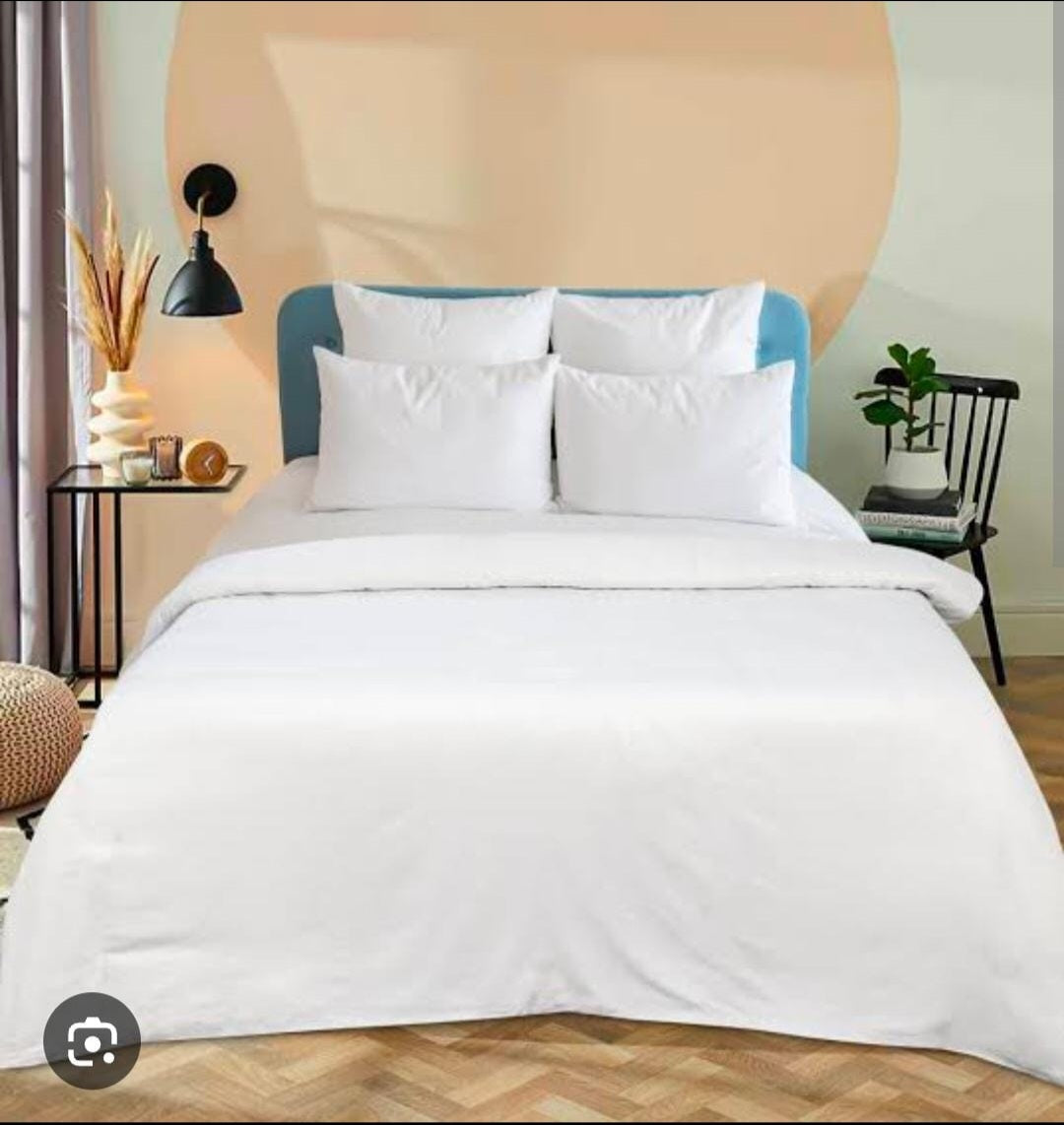 Premium Quality Export Cotton Bedsheet with 2 Pillow Covers Plain Solid Colors